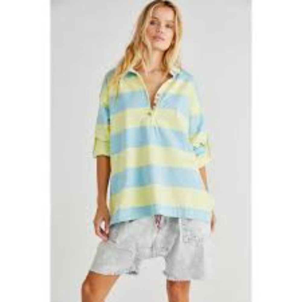 FREE PEOPLE RUGBY POLO TEE SHIRT - PEYTON